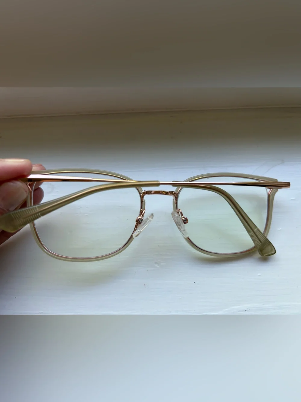 Women’s Clear with Light Green Tinted Stylish Blue Blocker Eyeglasses